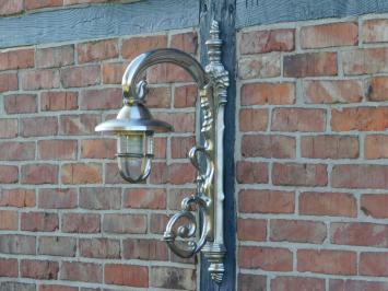 LAST: Antique Ship's Lamp - nickel-plated brass - wall lamp - ornate arm