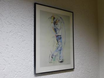 Schilderij Golfer - By Twan V 1989 - Gesigneerd - Inclusief Lijst