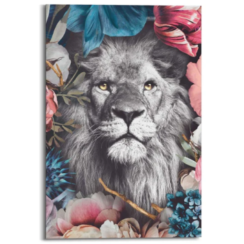 Painting Lion with Flowers - 90 x 60 cm