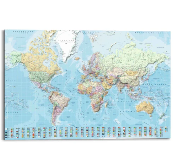 Malerei Weltkarte Statistisch - 90 x 60 cm