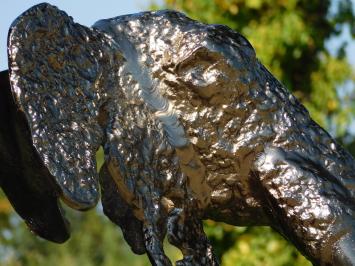 Sculptuur Olifantenkop - Alu zilver touch met alu voet zwart - Abstract