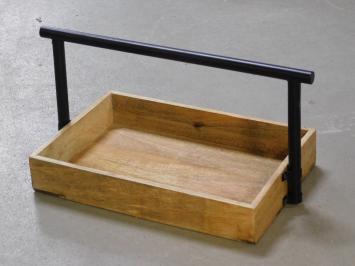 Serving tray - mango wood tray - with metal handle