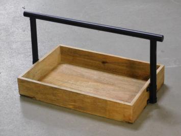 Serving tray - mango wood tray - with metal handle