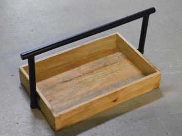 Serving tray - mango wood tray - with metal handle