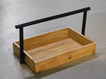 Serving tray - mango wood tray - with metal handle