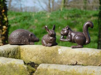 Set Dieren - Konijn, Egel en Eekhoorn - Gietijzer