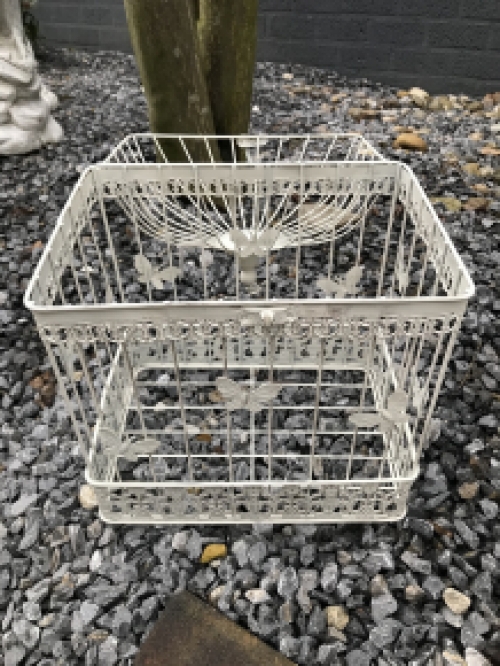 Set of 3 classic bird cages, iron, rustic-white