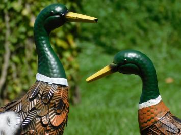 Set of 2 Ducks - Metal - Colourful Decoration