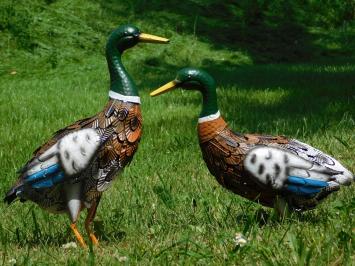 Set of 2 Ducks - Metal - Colourful Decoration
