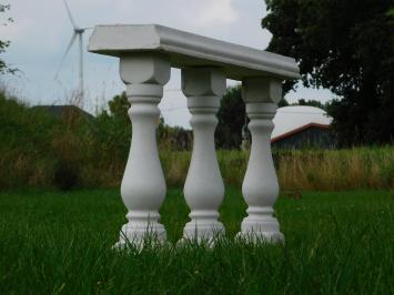 Set of 3 Baluster Posts with Window – For Balcony or Garden – Stone – 60 cm