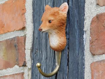 Set of 4 Wall Hooks with Woodland Animal Heads – Polyresin & Brass