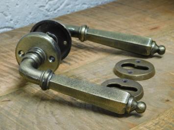 Set of door hardware - antique brass finish - PZ
