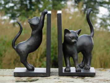 Boekensteunen met Katten - Zwart Bruin - van Polystone en Hout