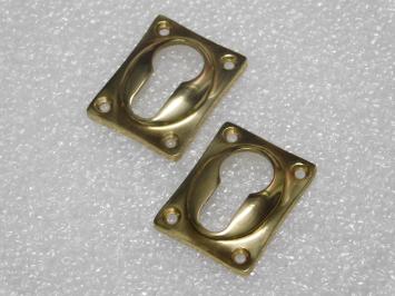 Set of 2 Rectangular Cylinder Rosettes – 47 x 37 mm – Brass
