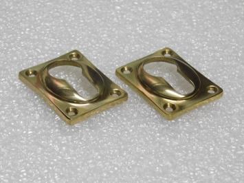 Set of 2 Rectangular Cylinder Rosettes – 47 x 37 mm – Brass