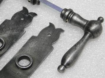 Door Hardware Set - Cambridge Handles + Baron BB 72 Door Plates - Cast Iron, Galvanised