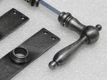 Door Fittings Set - Cambridge Handles + Blanco BB 72 Door Plates - Cast Iron, Galvanised