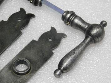 Door Hardware Set - Cambridge Handles + Noble PC 92 Door Plates - Cast Iron, Galvanised