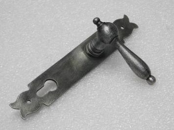 Door Hardware Set - Cambridge Handles + Noble PC 92 Door Plates - Cast Iron, Galvanised