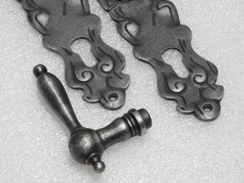 Türbeschlagset – Türgriffe Cambridge + Türschilder Royale PZ 92 – Gusseisen, verzinkt