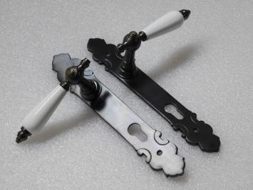 Door Fittings Set – 2 Door Handles with Door Plates PC92 – Dark Patinated Brass – Classic & Stylish