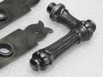 Door Fittings Set - Oxford Handles + Baron BB 72 Door Plates - Cast Iron, Galvanised