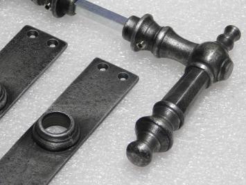 Door Hardware Set - Victoria Handles + Blanco BB 72 Door Plates - Cast Iron, Galvanised