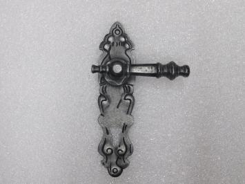 Door Hardware Set - Victoria Handles + Royale PC 92 Door Plates - Cast Iron, Galvanised