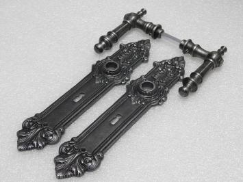 Door Hardware Set - Victoria Handles + Heritage BB 72 Door Plates - Cast Iron, Galvanised