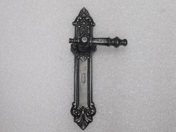 Door Hardware Set - Victoria Handles + Heritage BB 72 Door Plates - Cast Iron, Galvanised