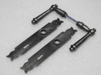 Door Hardware Set - Windsor Handles + Baron BB 72 Door Plates - Cast Iron, Galvanised