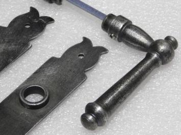 Door Hardware Set - Windsor Handles + Baron BB 72 Door Plates - Cast Iron, Galvanised