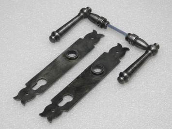 Set Deurbeslag - Klinken Windsor + Deurplaten Noble PC 92 - Gietijzer Verzinkt