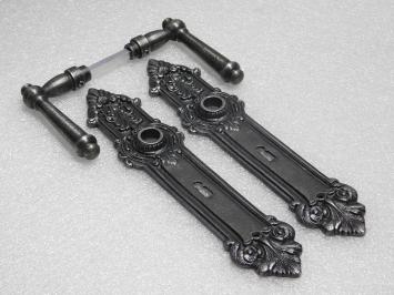 Door Hardware Set - Windsor Handles + Heritage BB 72 Door Plates - Cast Iron, Galvanised