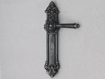 Door Hardware Set - Windsor Handles + Heritage BB 72 Door Plates - Cast Iron, Galvanised