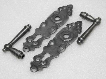 Türbeschlagset – Türgriffe Windsor + Türschilder Royale PZ 92 – Gusseisen, verzinkt