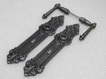 Door Hardware Set - York Handles + Heritage BB 72 Door Plates  - Cast Iron, Galvanised