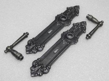Door Hardware Set - York Handles + Heritage BB 72 Door Plates  - Cast Iron, Galvanised