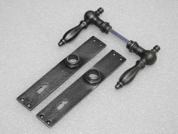 Door Hardware Set - Kensington Handles + Door Plates Blanco - Cast Iron Galvanized