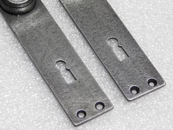 Door Hardware Set - Kensington Handles + Door Plates Blanco - Cast Iron Galvanized