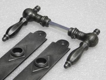 Türbeschlagset – Kensington-Griffe + Prestige-Türplatten – Verzinktes Gusseisen