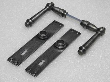 Door Hardware Set - Windsor Handles + Blanco BB 72 Door Plates - Cast Iron, Galvanised