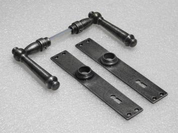 Door Hardware Set - Windsor Handles + Blanco BB 72 Door Plates - Cast Iron, Galvanised