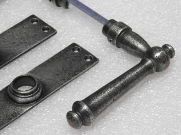 Door Hardware Set - Windsor Handles + Blanco BB 72 Door Plates - Cast Iron, Galvanised