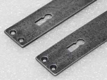 Door Hardware Set - Windsor Handles + Blanco BB 72 Door Plates - Cast Iron, Galvanised