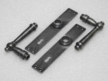 Door Hardware Set - Windsor Handles + Blanco BB 72 Door Plates - Cast Iron, Galvanised