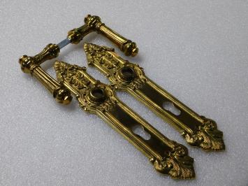 Brass Door Fittings Set - 2 Handles + 2 Door Plates PC 92