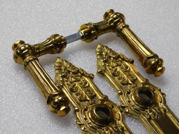 Brass Door Fittings Set - 2 Handles + 2 Door Plates PC 92