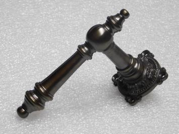 Montreux Door Handle Set with Rosettes - Dark Patinated Brass