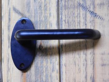 Set of door handles with oval handle rosettes + key rosettes PC - Matt black - Aluminium